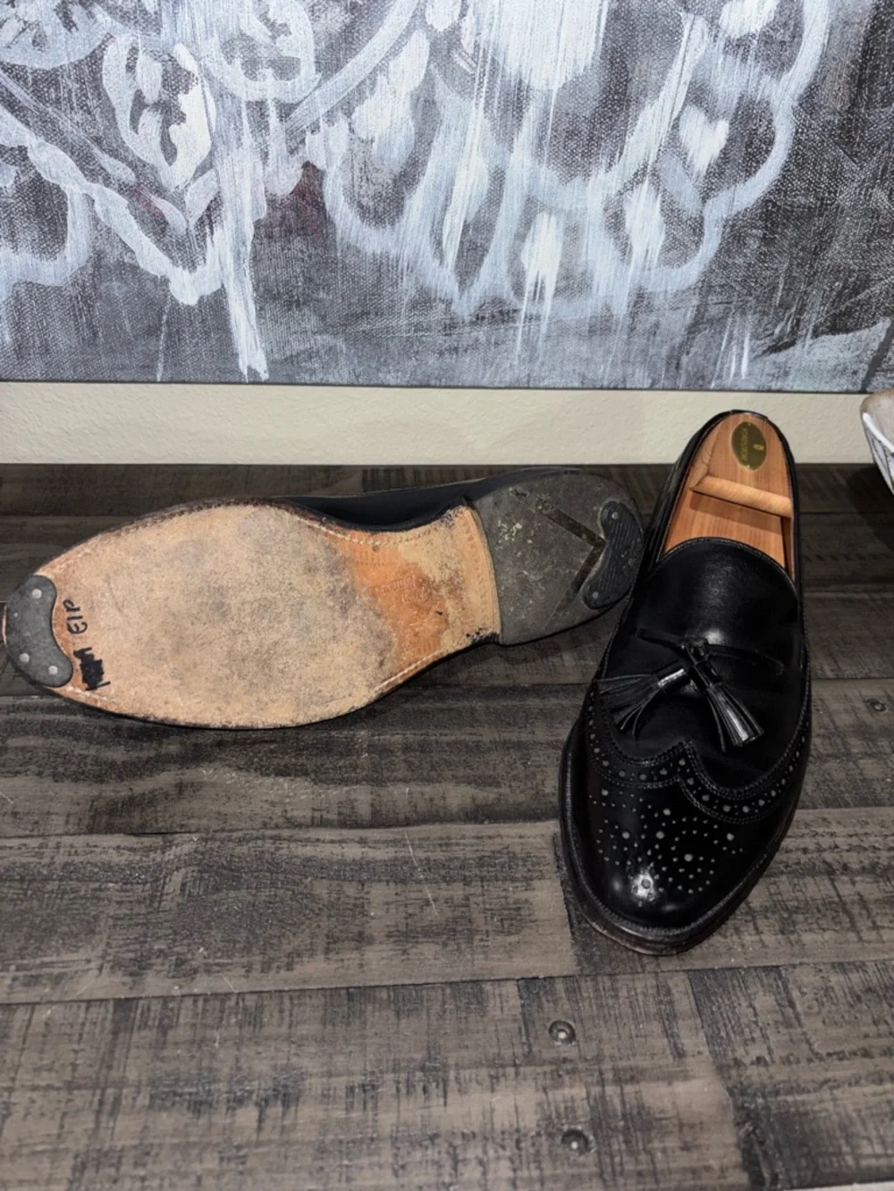 Allen Edmonds Manchester tassel loafers in black calfskin leather SZ 8.5 - Picture 6 of 11